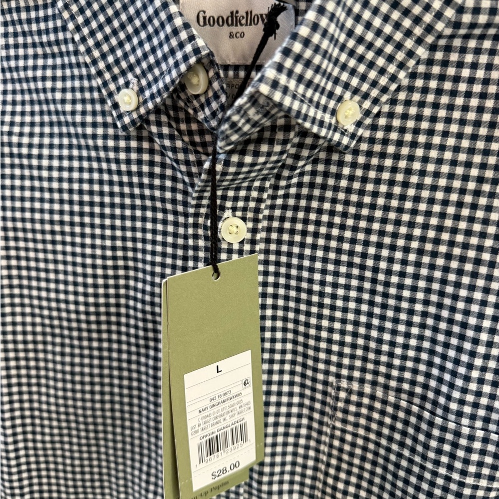 Goodfellow & Co Men's Navy and White Gingham Shirt